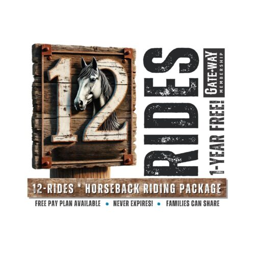 Ride for Only $44! <br>Flexible Horseback Riding Package <br> 12x Rides – Affordable $/mo. Plan