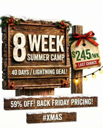 ⚡LIGHTNING⚡ 59% OFF! 8 Weeks / 40 Days of Summer Camp. Back Friday Pricing! LAST CHANCE for $245/wk! #xmas