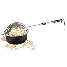 Donation: Campfire Popcorn Popper - Old Fashioned Popcorn Maker with Telescoping Handle - Camping Gear by Great Northern Popcorn (Black)
