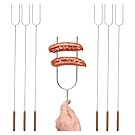 Donation: Coghlan's Camp Forks 6-Pack – 40" Solid Stainless Steel Marshmallow Sticks with Wooden Handles | Heavy-Duty Camping Essentials for Fire Pit Roasting, BBQ Grilling & Outdoor Cooking