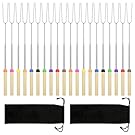 Donation: 20 Pack Smores Sticks, 32 Inch Marshmallow Roasting Sticks for Fire Pit, Extendable Roasting Skewers with Bag, Hot Dog Fork, Smores Kit for Campfire Camping Essentials