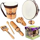 Donation: Wooden Musical Instruments Set for Kids, Percussion Natural Wooden Music Kit with Bongo Drums for Baby, Preschool Music Education, Toddler Musical Toys