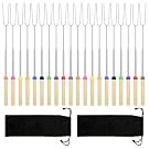 Donation: 20 Pack Smores Sticks, 32 Inch Marshmallow Roasting Sticks for Fire Pit, Extendable Roasting Skewers with Bag, Hot Dog Fork, Smores Kit for Campfire Camping Essentials