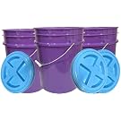 Donation: House Naturals 5 Gallon Purple Food Grade Plastic Bucket with Screw on Gamma lid, BPA Free, Made in USA (Pack of 3) (Purple Bucket with Aqua lids)