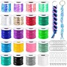 Donation: Cridoz Boondoggle Lanyard String Kit with 20 Rolls Plastic Lacing Cord and 50Pcs Keychain Lanyard Accessories, Gimp String Weaving Kit for Keychain Crafts, Bracelet and Lanyards