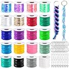 Donation: Cridoz Boondoggle Lanyard String Kit with 20 Rolls Plastic Lacing Cord and 50Pcs Keychain Lanyard Accessories, Gimp String Weaving Kit for Keychain Crafts, Bracelet and Lanyards