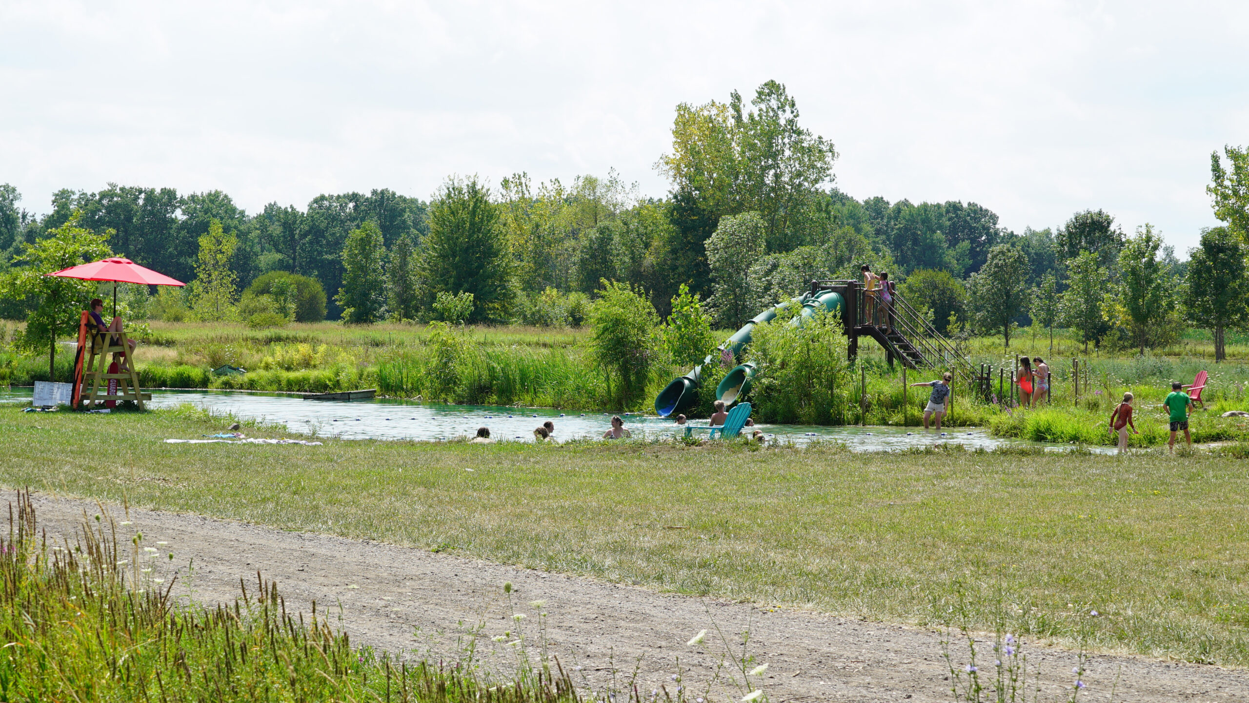Campers swimming during summer camp