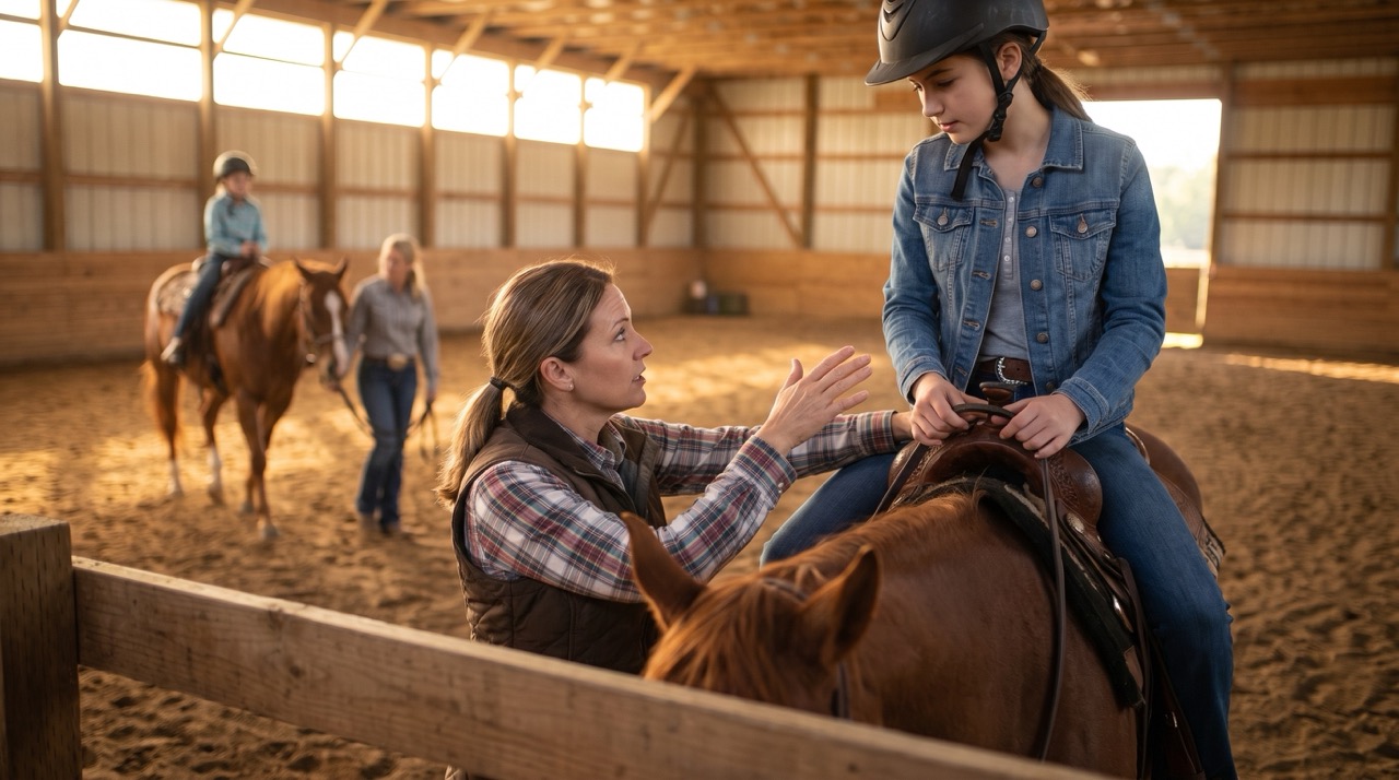 Horseback riding instruction at Autumn's Gate