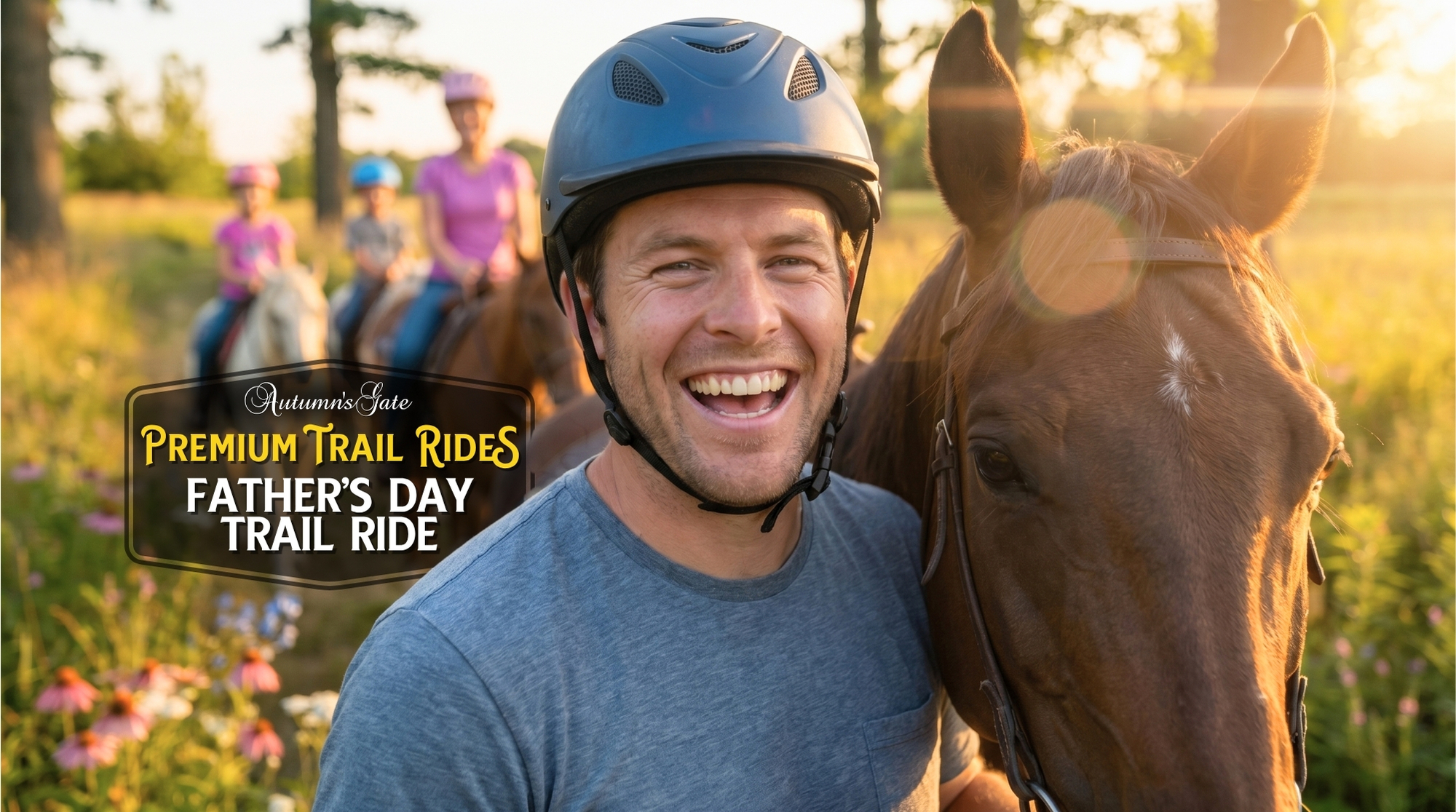 Father's Day Premium horseback trail ride experience at Autumn's Gate Farm
